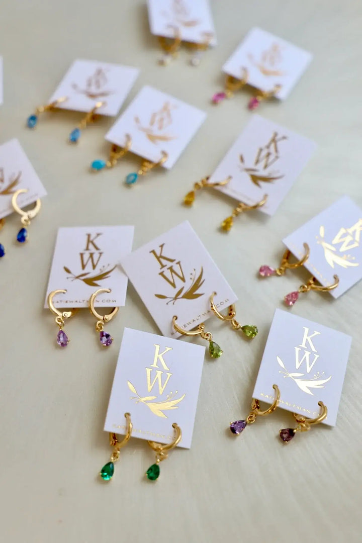 DISCONTINUED E1590 Gold Earrings-Birthstone Teardrop
