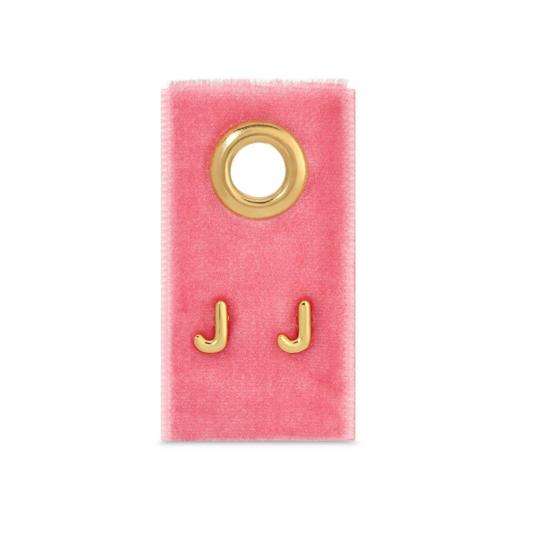 Velvet Gift Tag-Gold Initial Studs