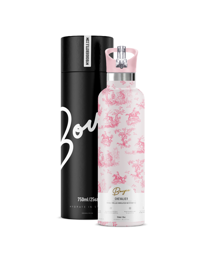 CHEVALIER Pink Toile | 25 oz Insulated Water Bottle Flip Sip Lid
