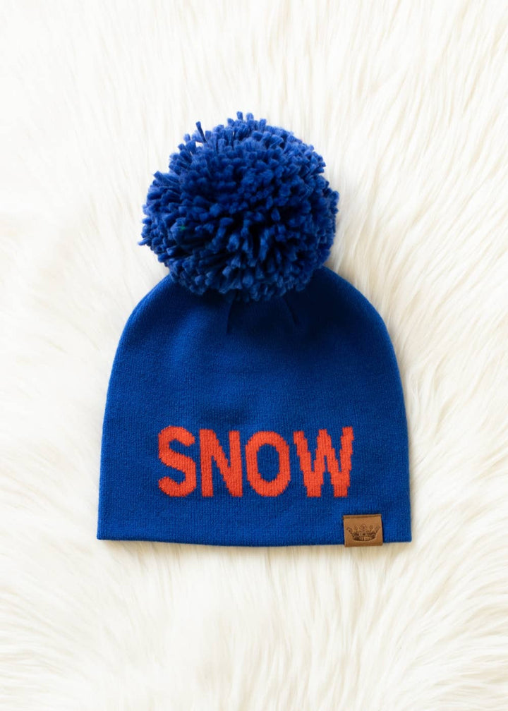 Pom Hat-Royal Blue Snow