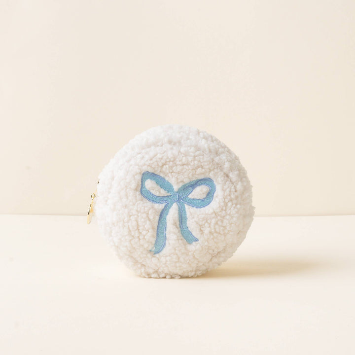 Teddy Pouch Circle-Bow Blue