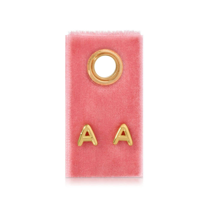 Velvet Gift Tag-Gold Initial Studs