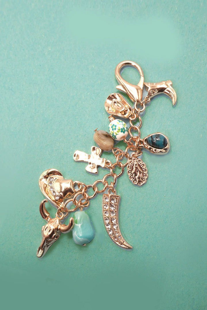 Bag Charm-Western Porcelain Cross Boot Cowboy Hat