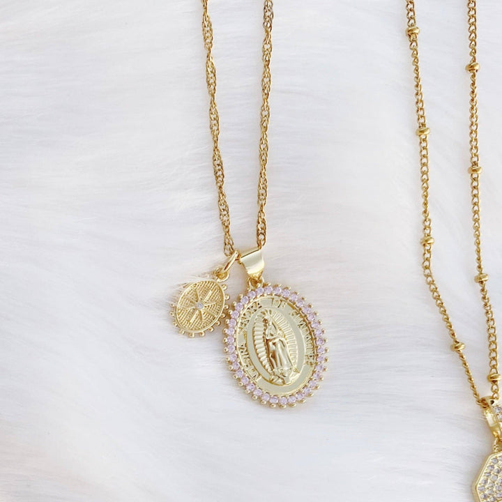 Necklace-Shine Double Charm Religious Pendant