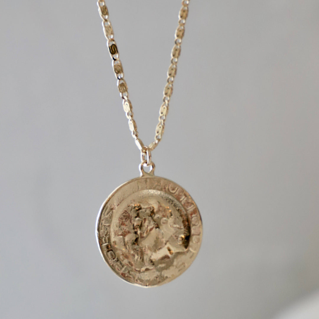 CN1405 Gold Necklace-Vintage French Coin