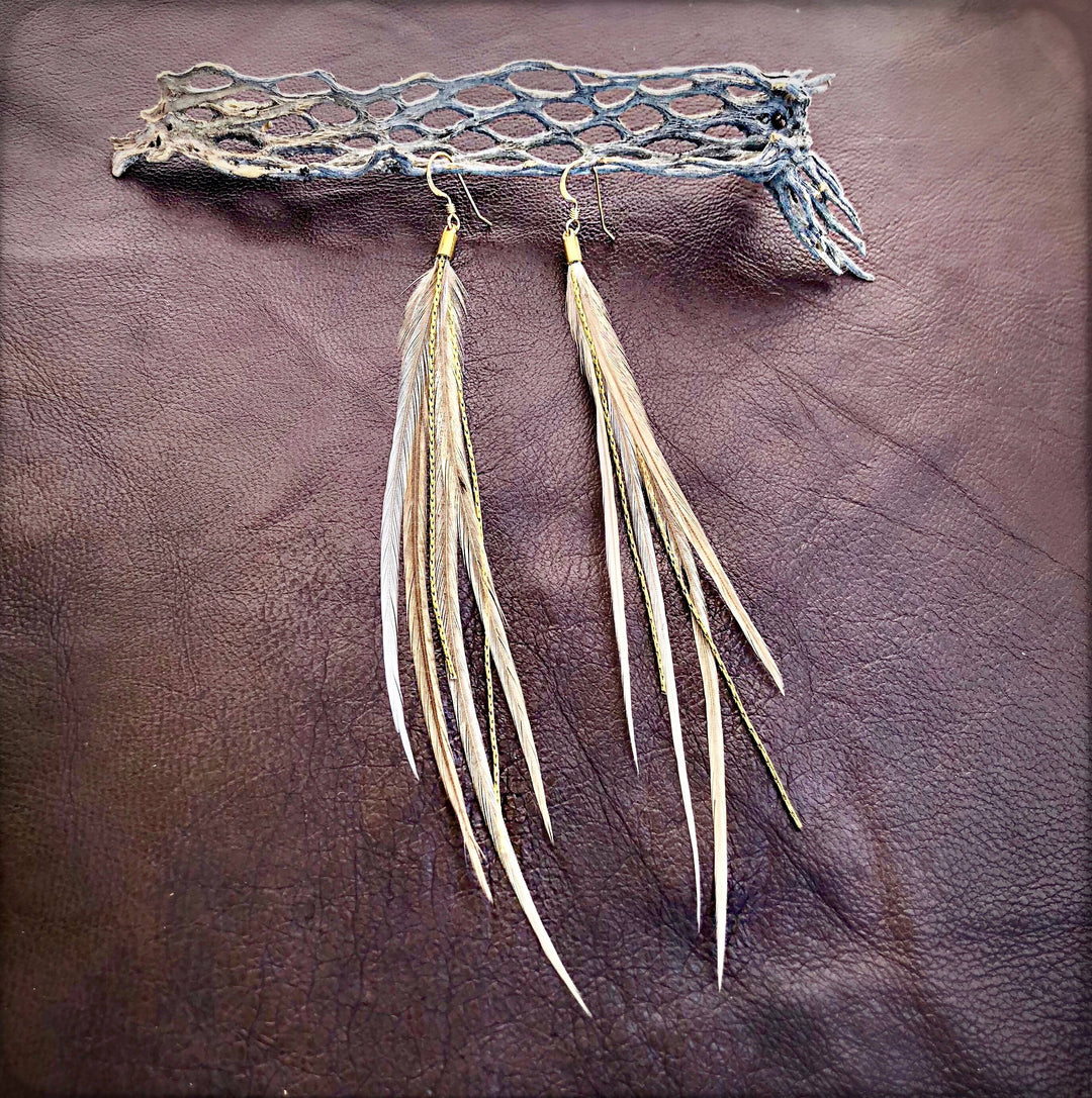 Earrings-FREEBIRDS COLLECTION: Mini Feather-Champagne