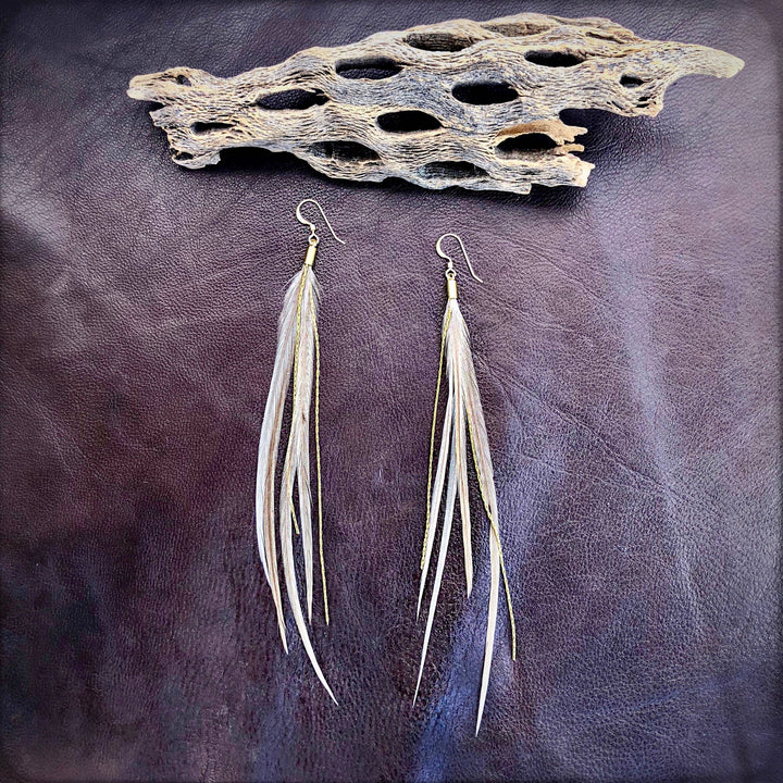 Earrings-FREEBIRDS COLLECTION: Mini Feather-Champagne