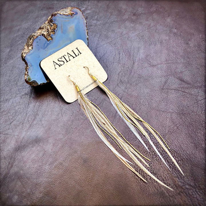 Earrings-FREEBIRDS COLLECTION: Mini Feather-Champagne