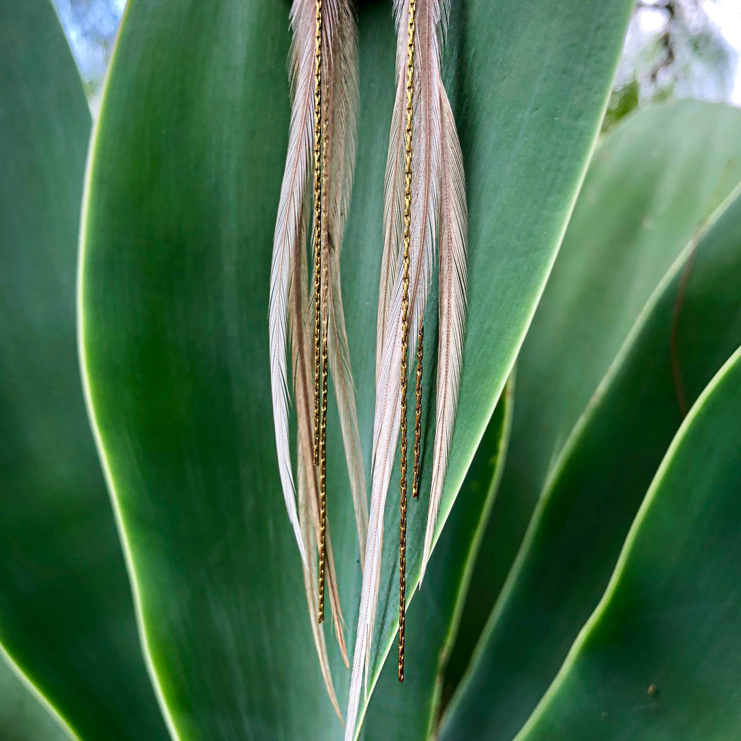 Earrings-FREEBIRDS COLLECTION: Mini Feather-Champagne