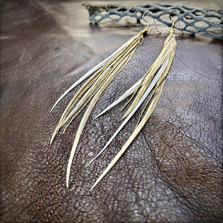 Earrings-FREEBIRDS COLLECTION: Mini Feather-Champagne