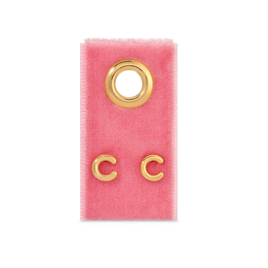 Velvet Gift Tag-Gold Initial Studs