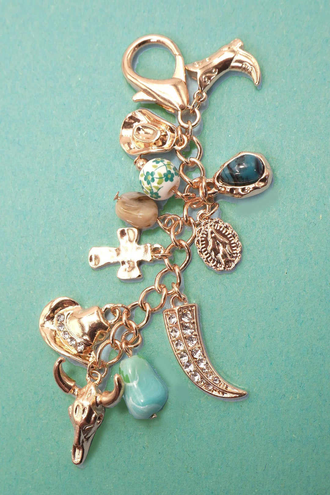 Bag Charm-Western Porcelain Cross Boot Cowboy Hat