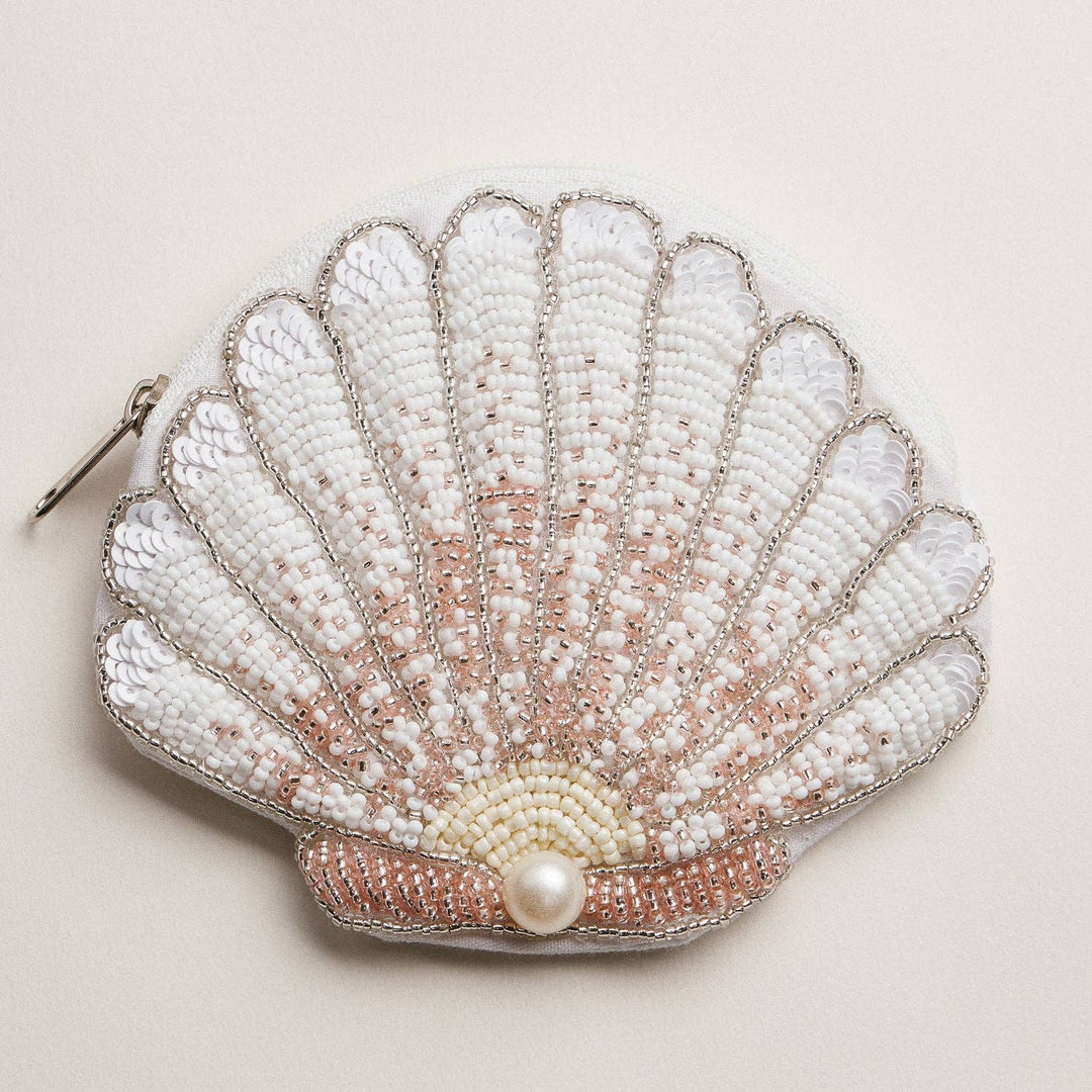 Beaded Coin Purse-Seashell with Pearl Accent