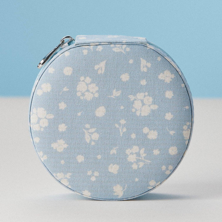Jewelry Travel Case-Elegant Blue Floral Cotton