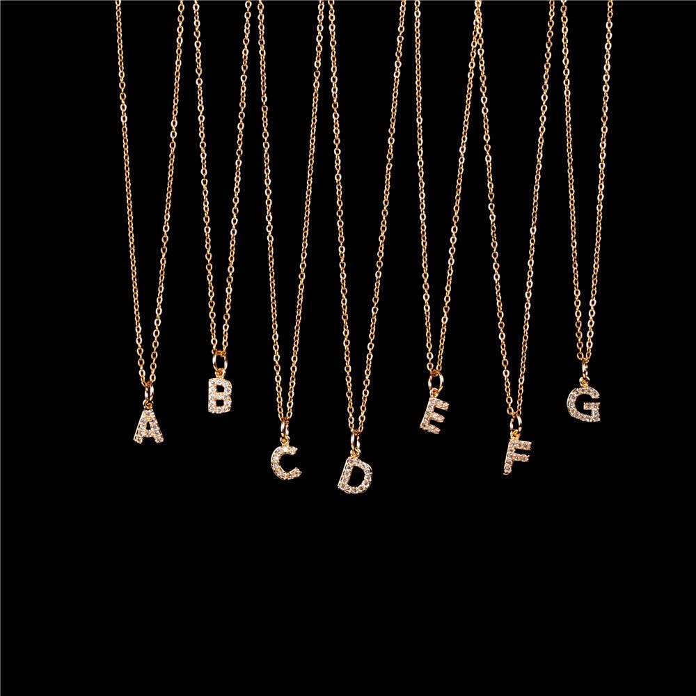 Initial Alphabet Letter Simple Gold Necklace