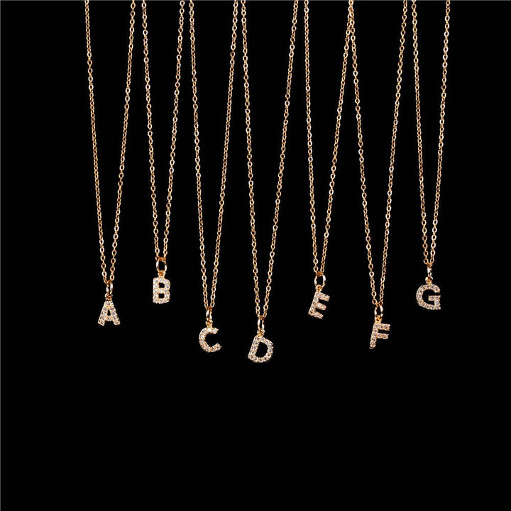 Initial Alphabet Letter Simple Gold Necklace