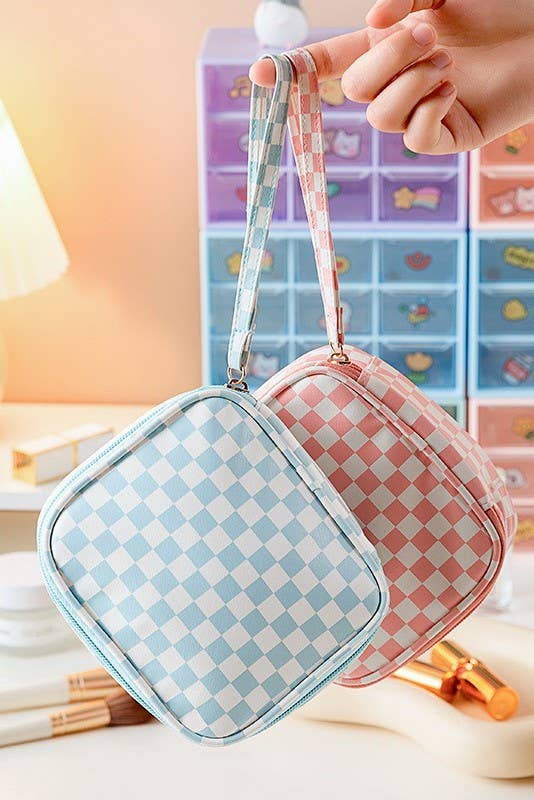 Cosmetic Pouch Bag-Travel Checker Makeup