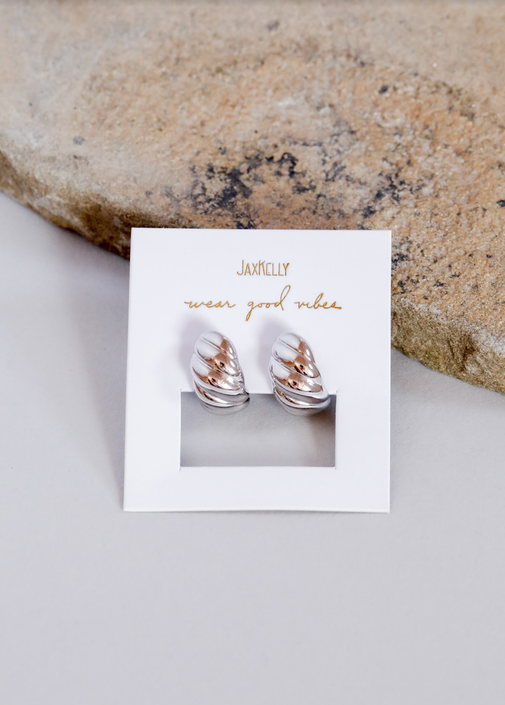 Earrings-Silver Hoop Swirl