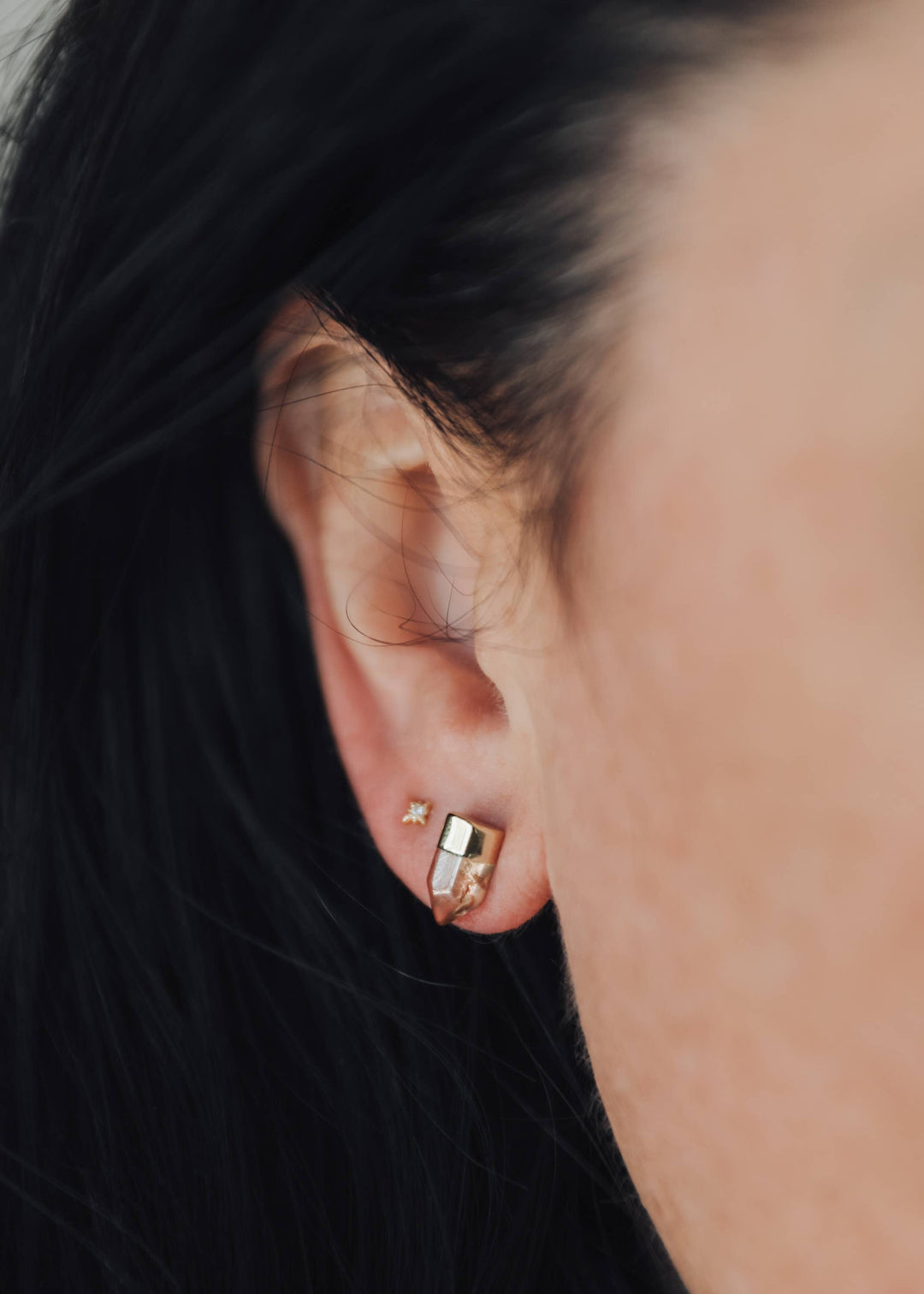Earrings-Gold Dip Smoky Quartz Point
