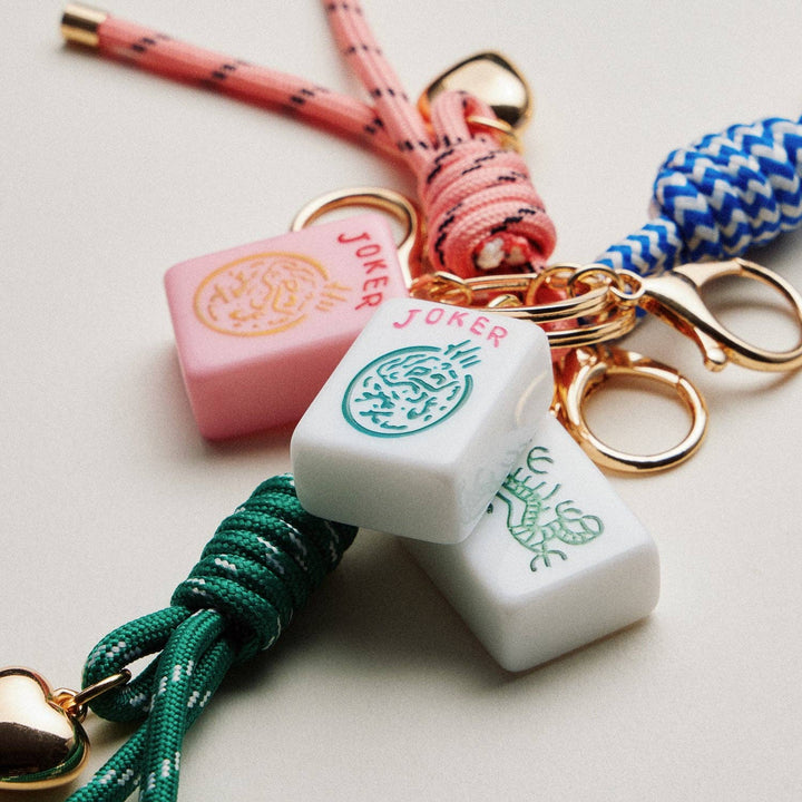 Mahjong Keychain | Heart Charm & Rope