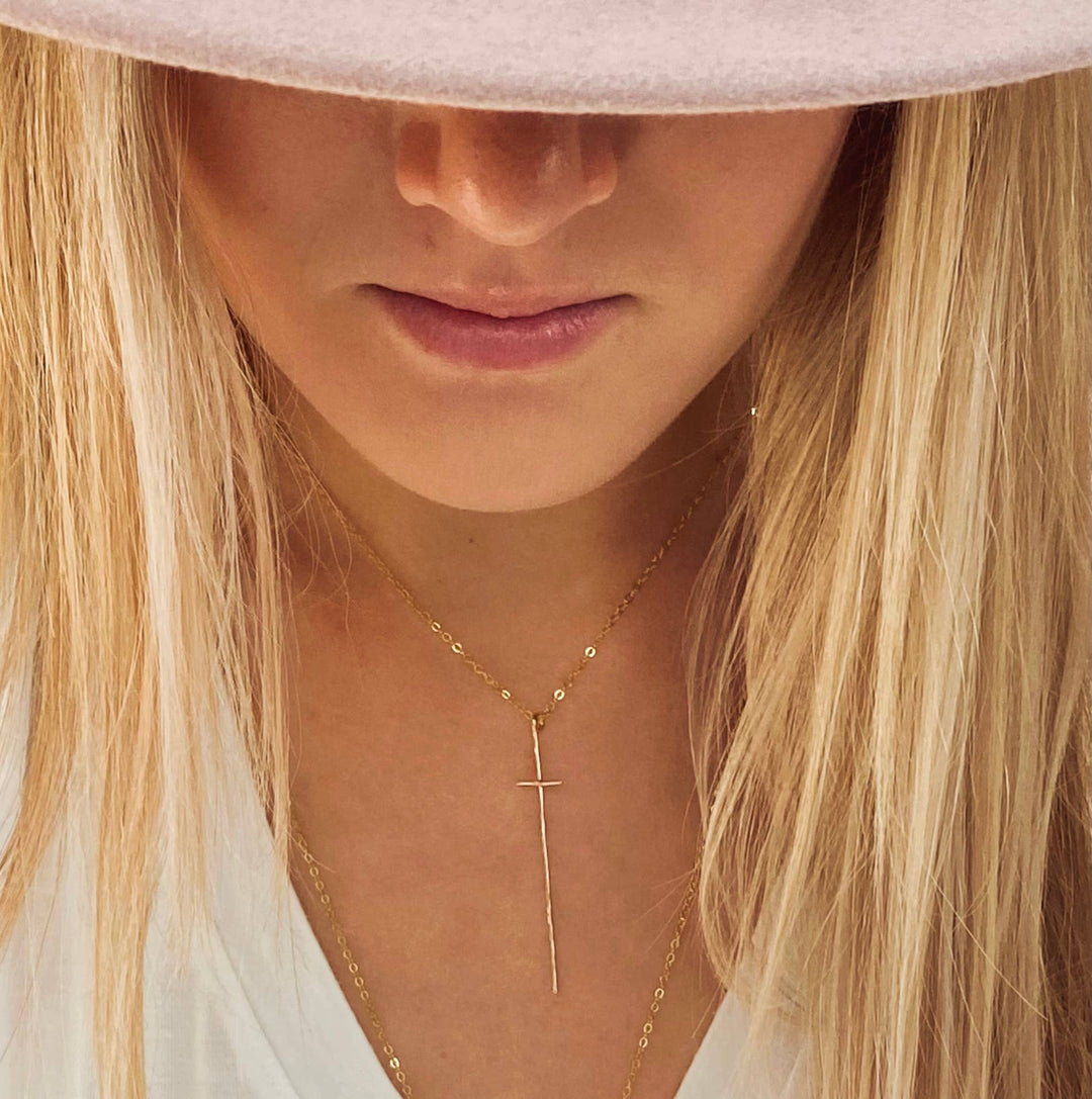 Necklace-Modern cross-sterling silver