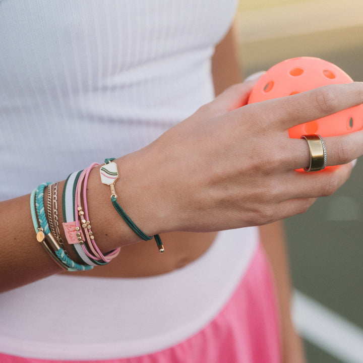 Hair Tie Bracelets-Rally Pickleball with Pink and Green