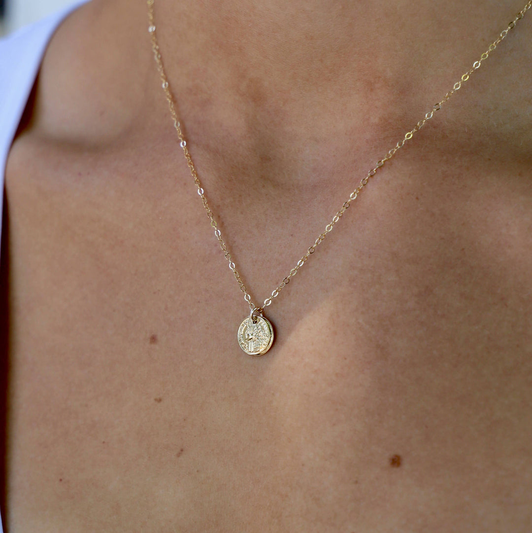 CN134G Gold Necklace-Petite Coin