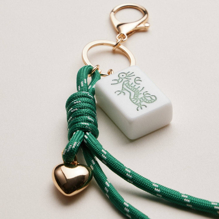 Mahjong Keychain | Heart Charm & Rope
