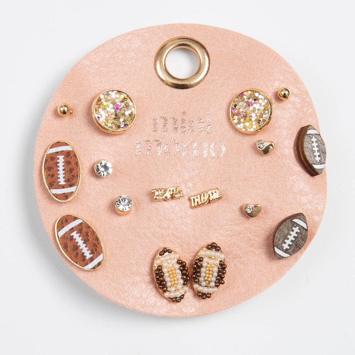 Sports Stud Earrings for Women - Football Assorted Set