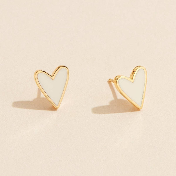 Enamel Heart 18K Gold Dip Stud Earrings