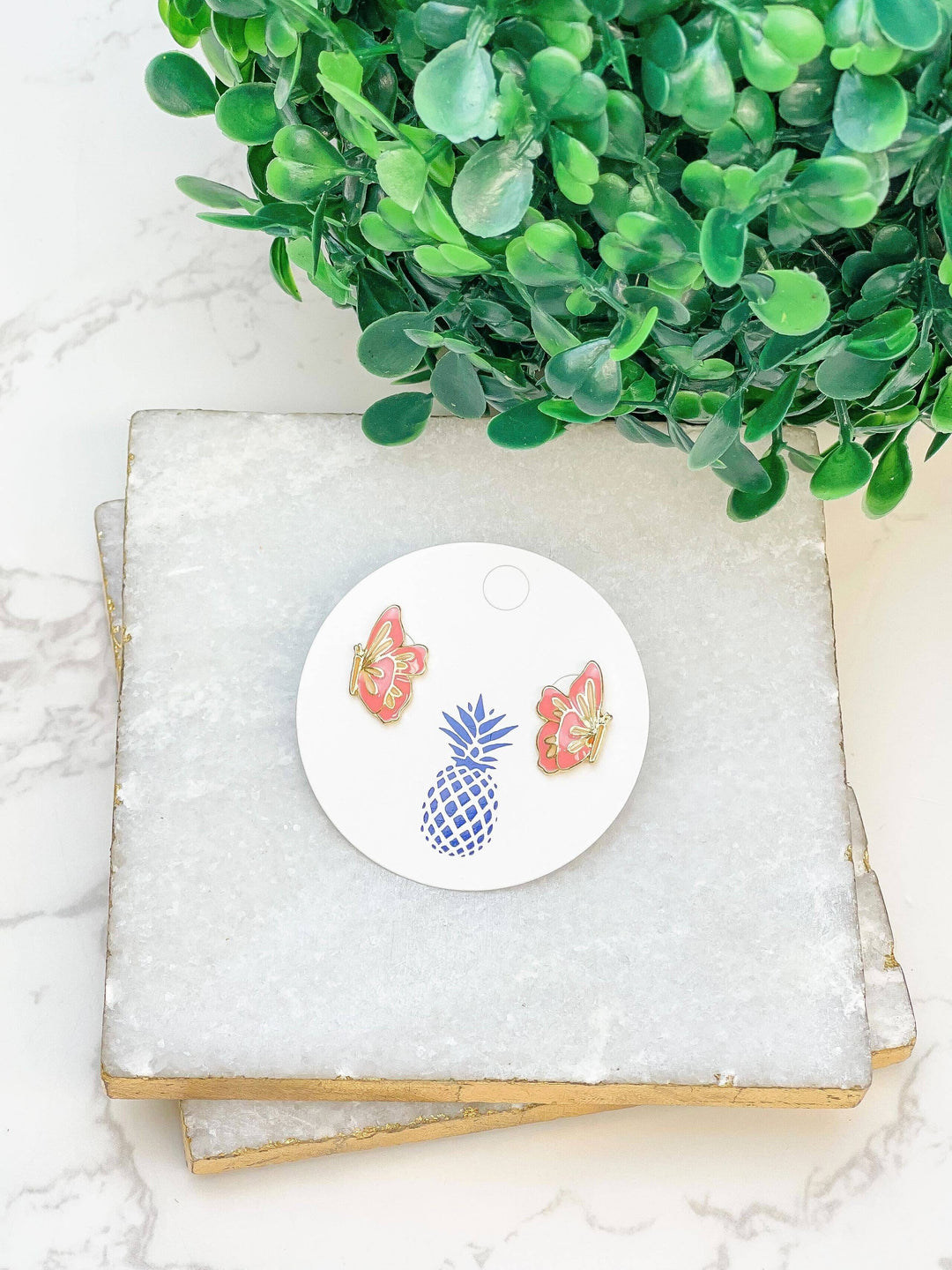 Enamel Stud Earrings-Butterfly