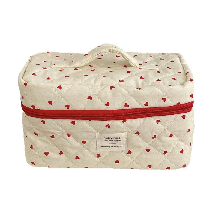 Red Heart Print Makeup Bags