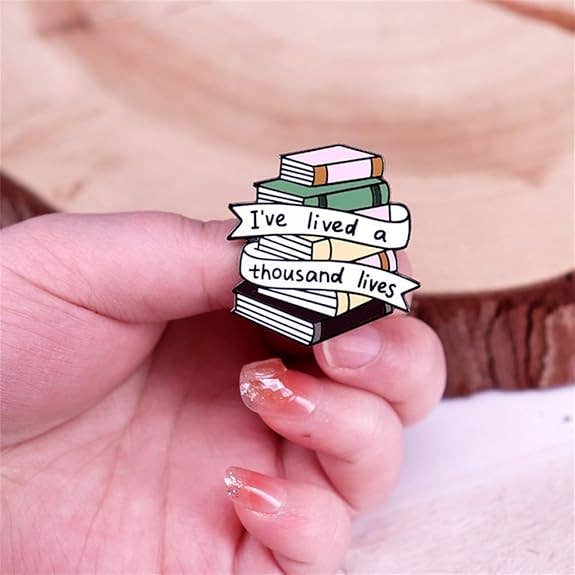 "I've Lived a Thousand Lives" Book Stack Enamel Pin