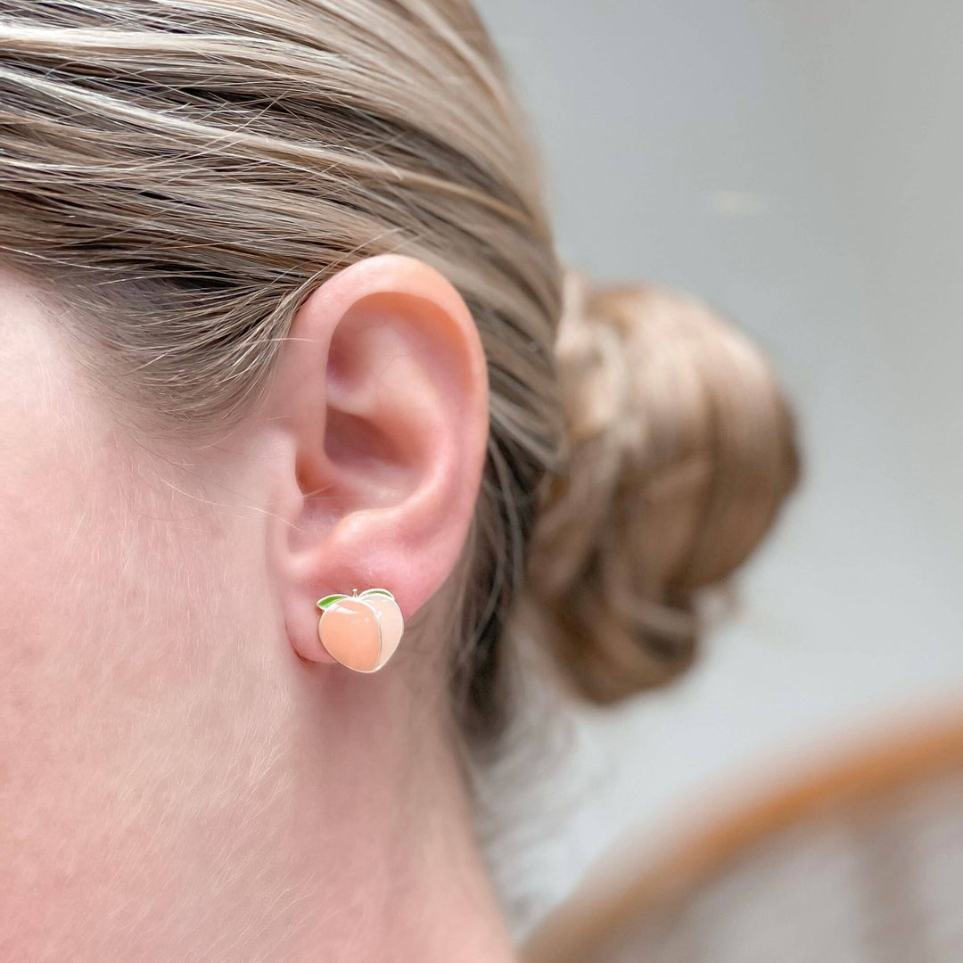 Enamel Stud Earrings-Peaches