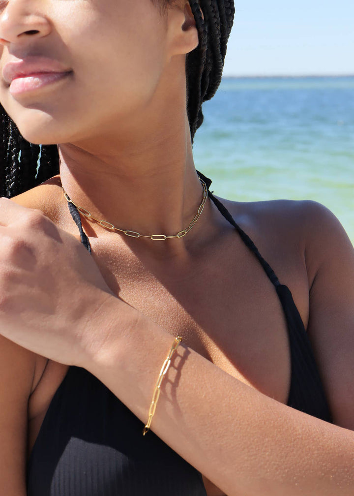 18K Gold Paperclip Chain Necklace