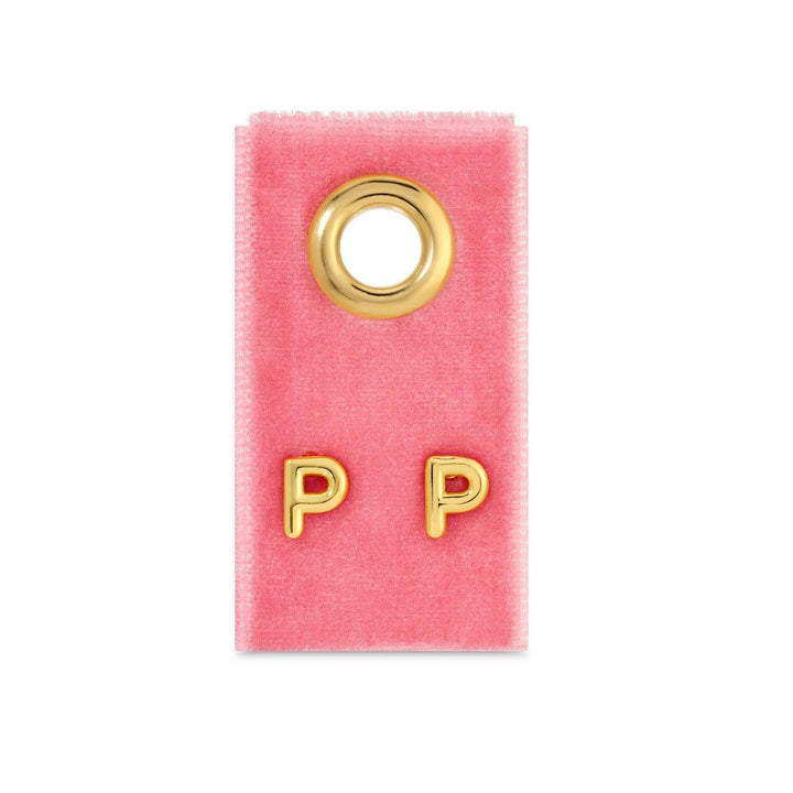 Velvet Gift Tag-Gold Initial Studs