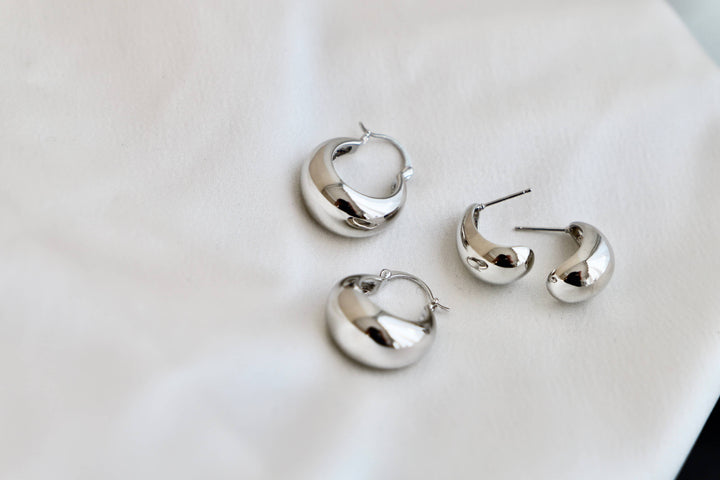 E1598S Silver Earrings-Bonnie Chunky Teardrop Studs