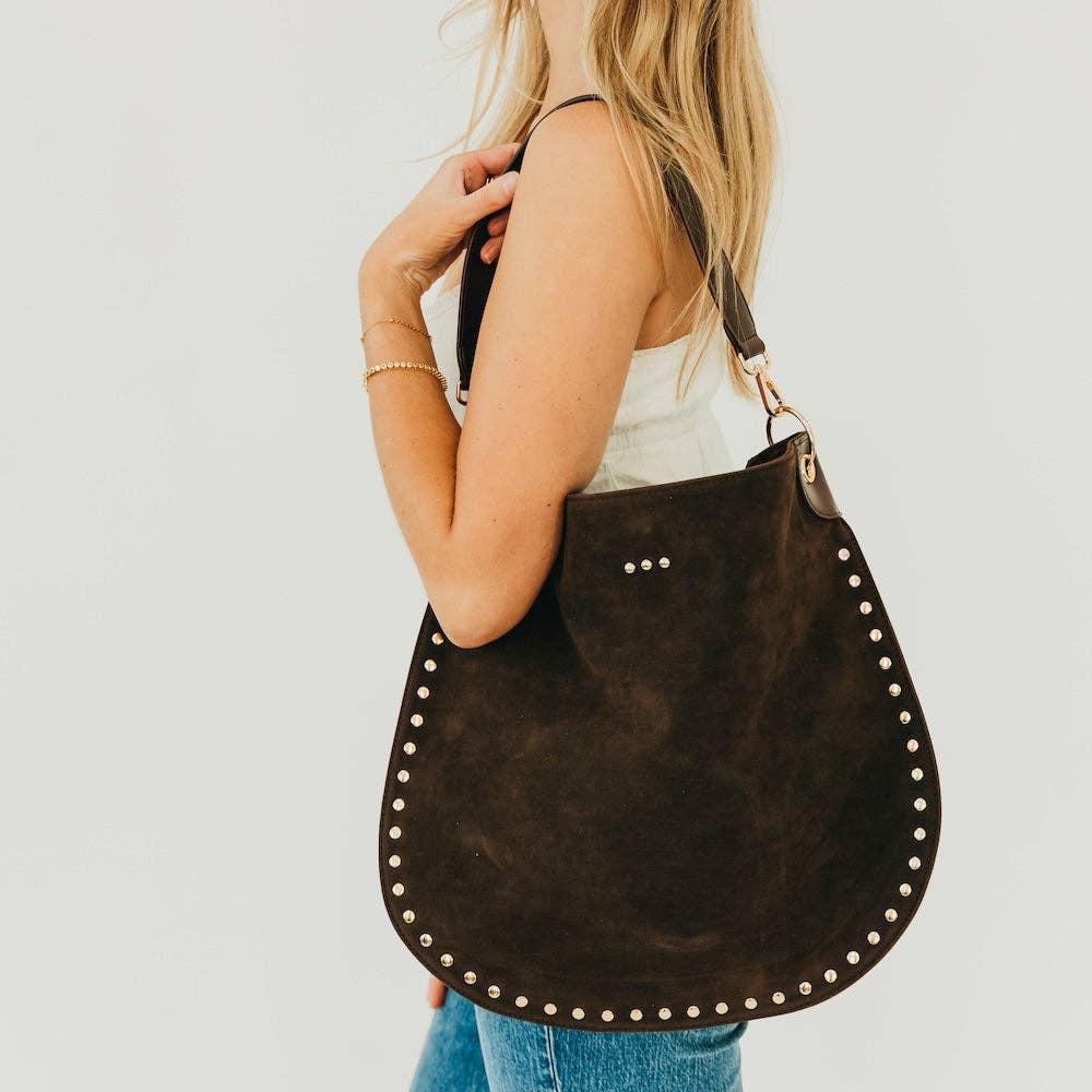 Hobo Bag-Rosalie Rivet Suede
