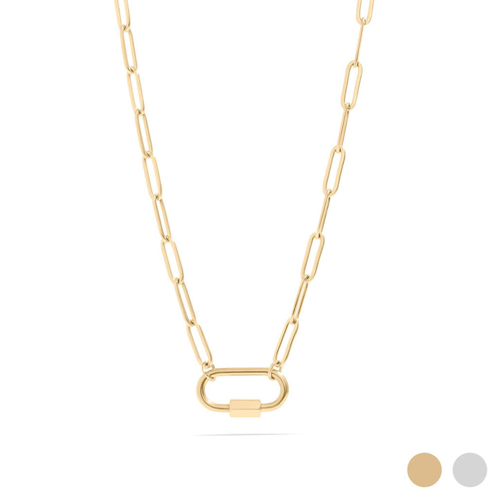 18K Gold PVD Paperclip Carabiner Necklace