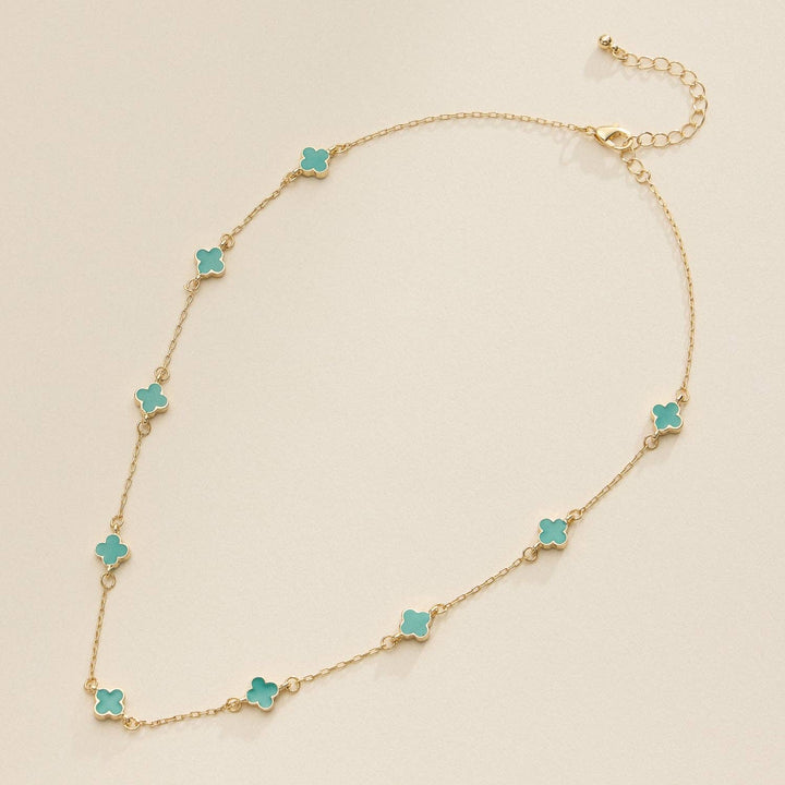 Necklace-Enamel Clover Station