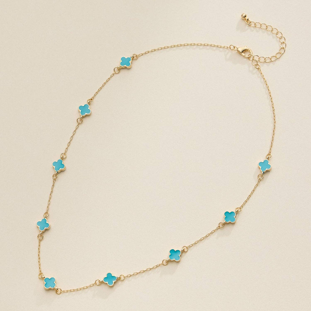 Necklace-Enamel Clover Station