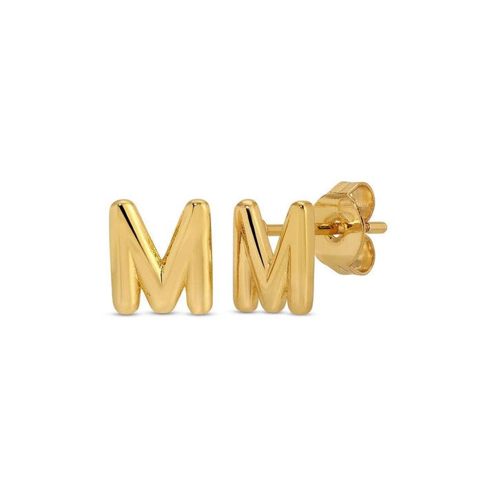 Velvet Gift Tag-Gold Initial Studs