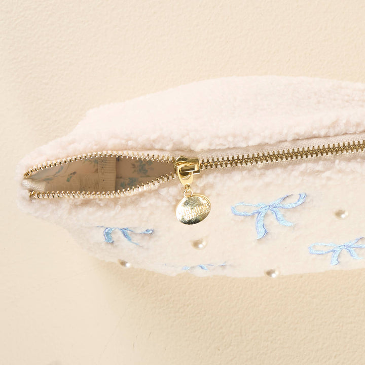 Teddy Pouch-Bows Blue