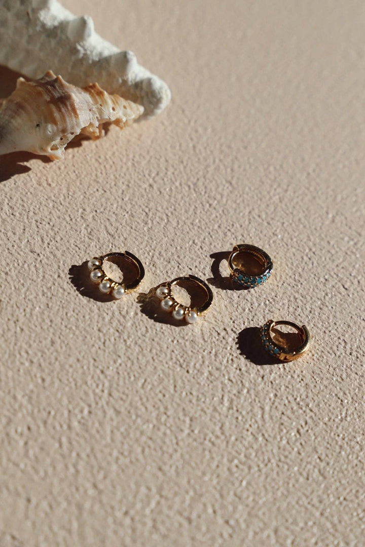 E1711G Gold Earrings-Mini Pearl Hoops