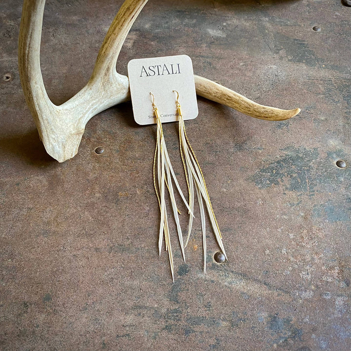 Earrings-FREEBIRDS COLLECTION: Mini Feather-Champagne