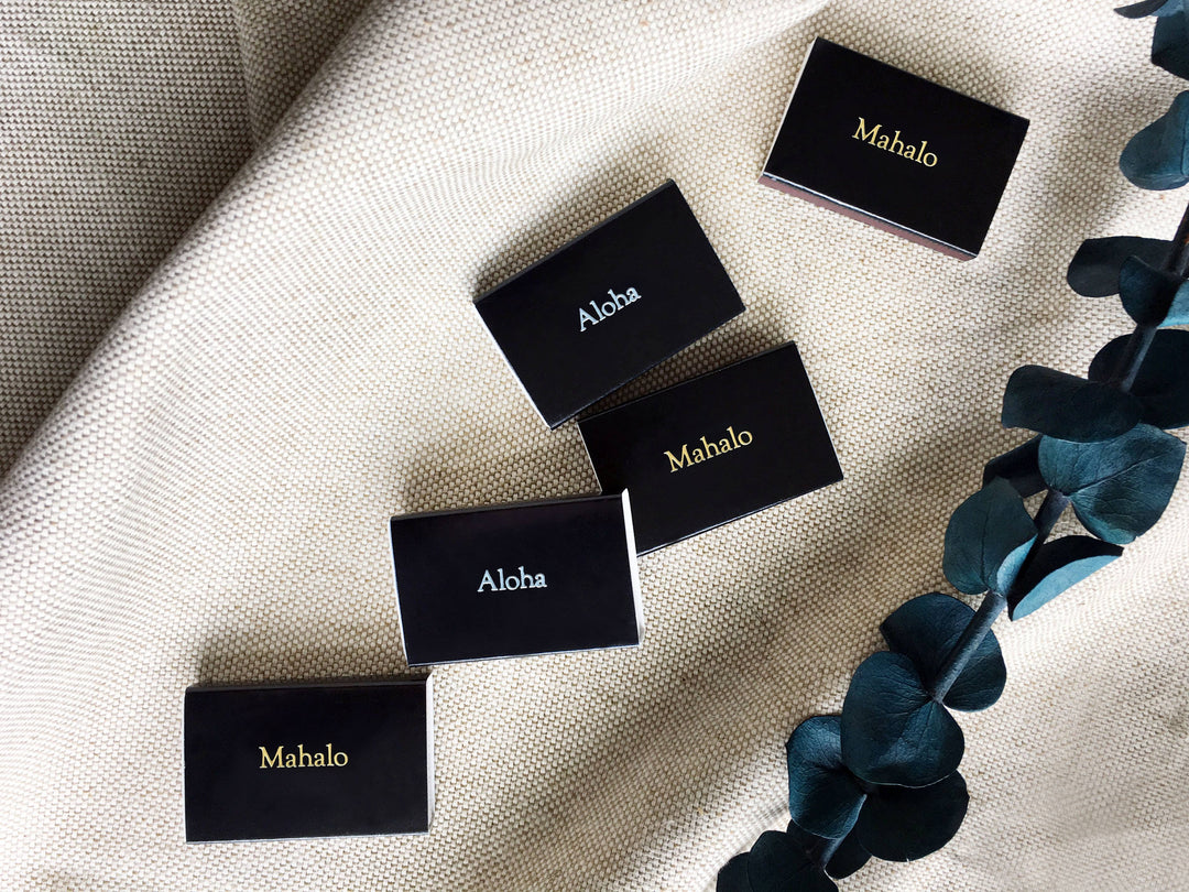 Custom Text Foil Embossed Matchbox: Terracotta on White