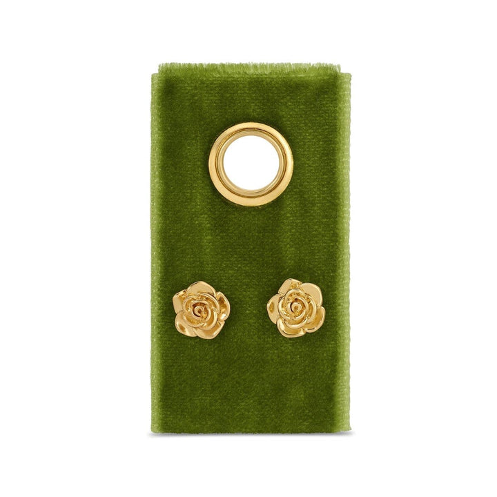 Velvet Gift Tag-Gold Rose Studs