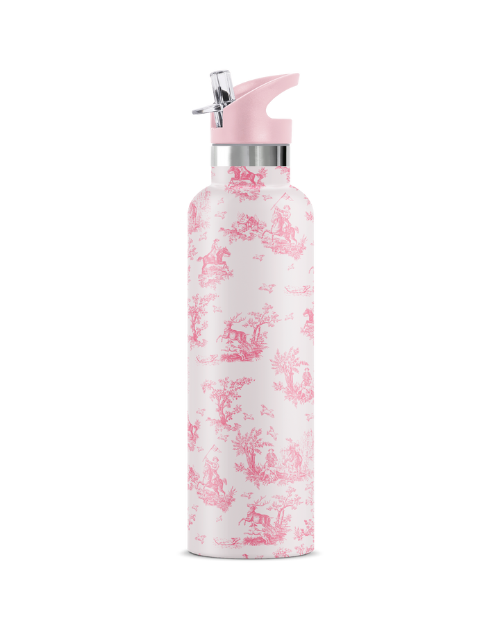 CHEVALIER Pink Toile | 25 oz Insulated Water Bottle Flip Sip Lid