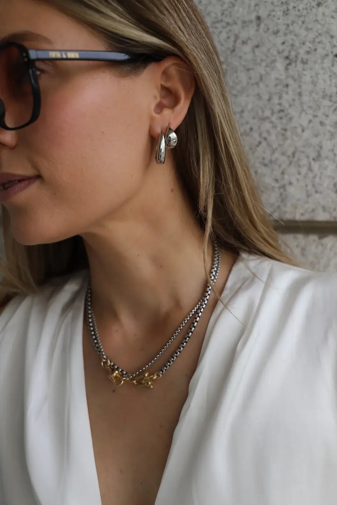CN1544 Silver Necklace-Box Chain Nova Round