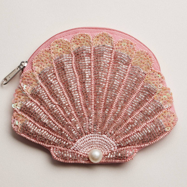 Beaded Coin Purse-Seashell with Pearl Accent